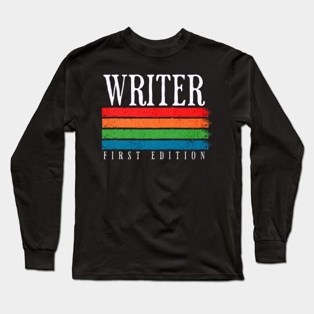 Retro Grunge Writer First Edition Long Sleeve T-Shirt by H. R. Sinclair